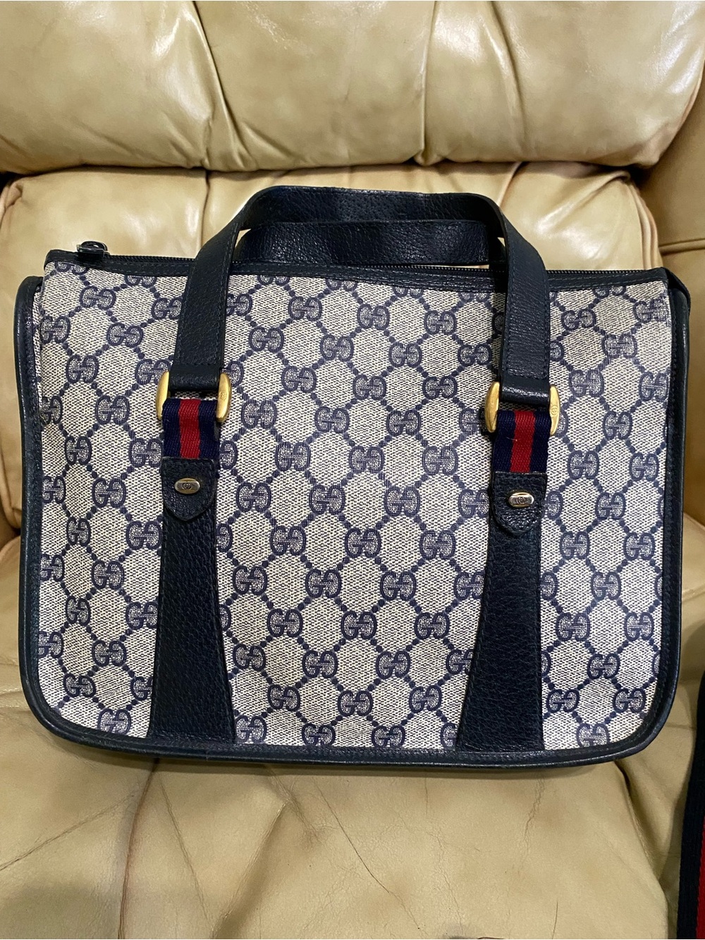 Vintage Gucci A-Frame READ! Satchel GG Bag Authentic